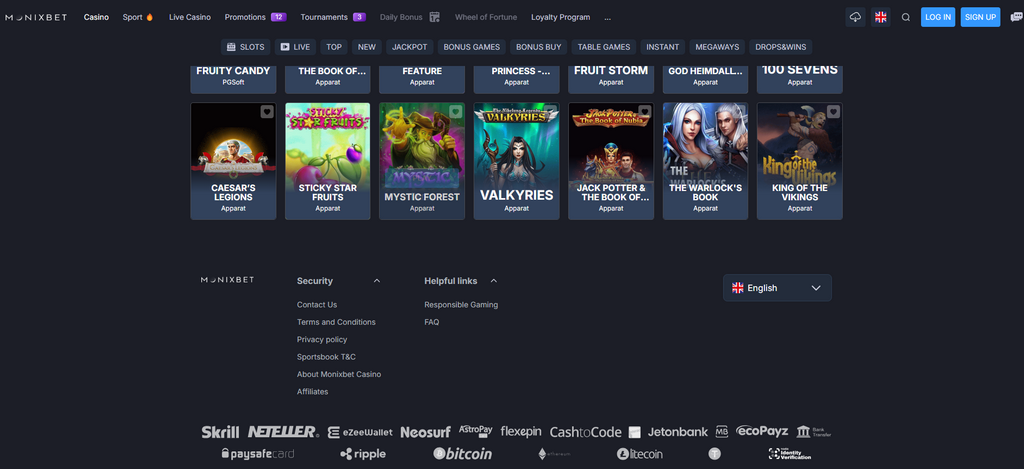 Monixbet Casino website 2025